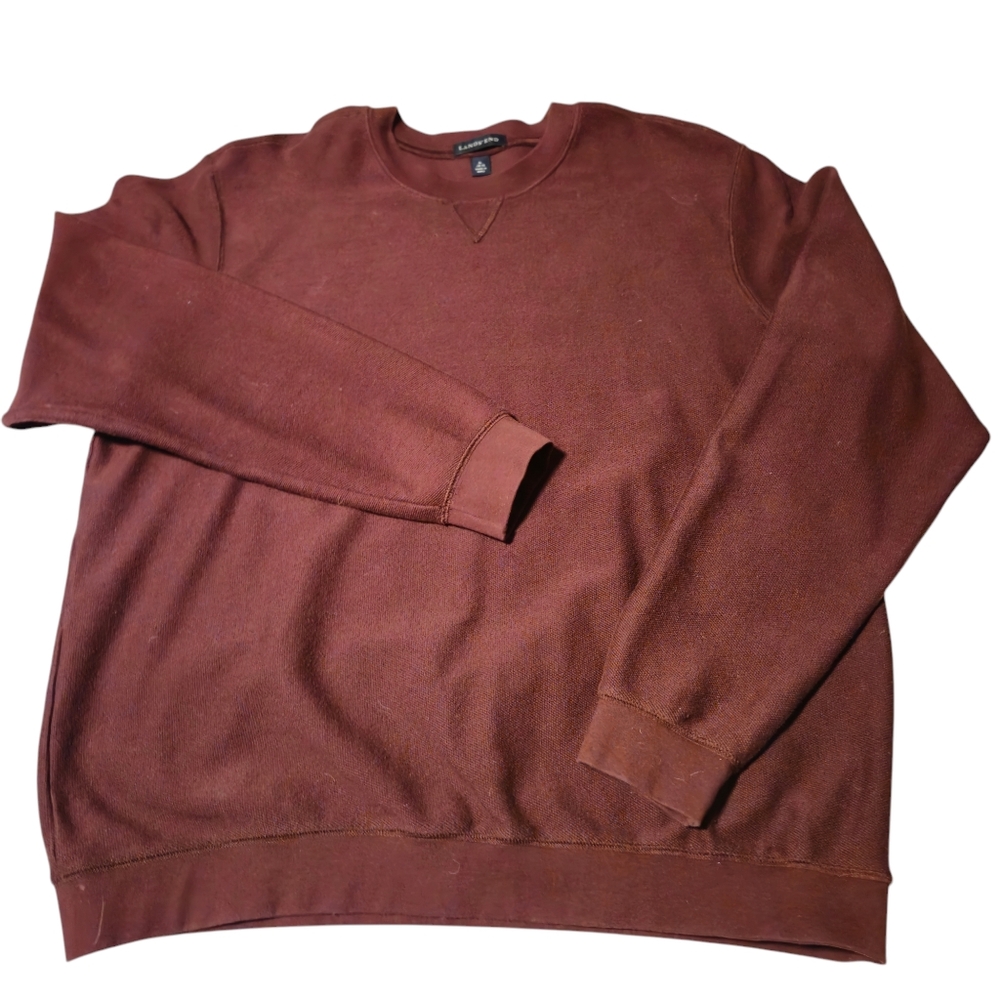 Lands' End Men's Burgundy Crew Neck Sweater Sweatshirt Preppy Size XL 36-38